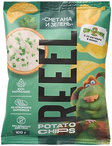 Изображение товара Чипсы Reeel Сметана и зелень 100г