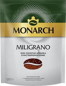 Изображение товара Кофе растворимый Monarch Милиграно c добавлением молотого 120г