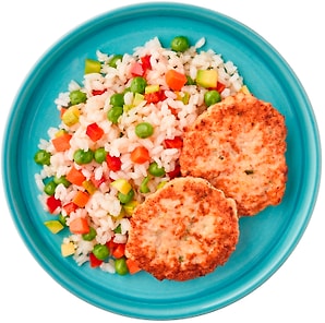 Изображение товара Оладьи из курицы с рисом и овощами Шеф Перекресток 250г