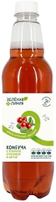 Изображение товара Напиток Зеленая линия на чайном грибе Комбуча клюква-брусника-мята 555мл