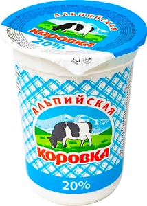 Изображение товара Сметанный продукт Альпийская коровка 20% 500г
