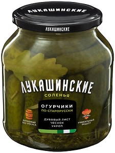 Изображение товара Огурчики Лукашинские По-старорусски с зеленью и дубовым листом 670г