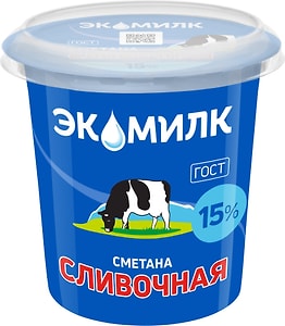 Изображение товара Сметана Экомилк 15% 300г