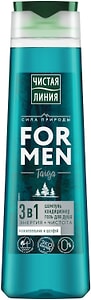 Изображение товара Шампунь кондиционер и гель для душа Чистая Линия For Men 3в1 Taiga Энергия+Чистота Можжевельник и шалфей 400мл