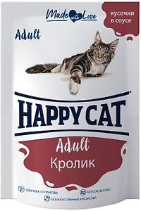 Изображение товара Влажный корм для кошек Happy Cat кусочки в соусе кролик 85г