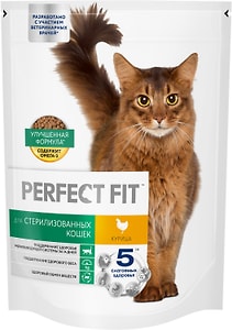 Изображение товара Сухой корм для стерилизованных кошек Perfect Fit полнорационный с курицей 650г