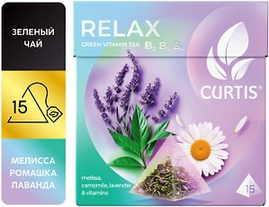 Изображение товара Чай зеленый Curtis Relax Лаванда Ромашка Мелисса 15*1.7г