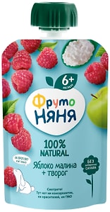 Изображение товара Пюре ФрутоНяня из Яблок Малины и творога с 6 месяцев 90г