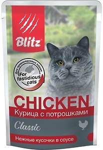 Изображение товара Влажный корм для кошек Blitz Classic Курица с потрошками 85г