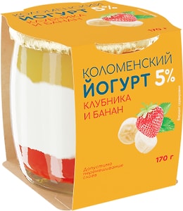 Изображение товара Йогурт Коломенский Клубника банан 5% 170г