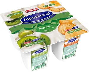 Изображение товара Продукт йогуртный Alpenland Ананас-киви крыжовник 0.3% 4шт*95г