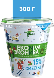 Изображение товара Сметана ЭкоНива 15% 300г