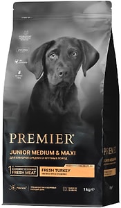 Изображение товара Сухой корм для собак Premier Dog Turkey Junior Medium&Maxi Свежее мясо индейки для юниоров 1кг