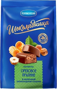 Изображение товара Конфеты Коломенский Пралине в молочной шоколадной глазури 160г