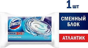 Изображение товара Сменный блок для унитаза Доместос Атлантик 3в1 Антиналет и гигиена 40г
