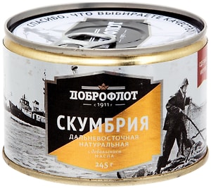 Изображение товара Скумбрия Доброфлот дальневосточная с добавлением масла 245г