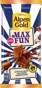 Изображение товара Шоколад Alpen Gold Max Fan Молочный Мармелад со вкусом колы Попкорн Взрывная карамель 140г