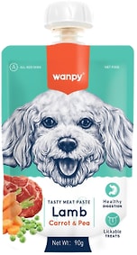 Изображение товара Лакомство для собак Wanpy Dog Мясной мусс из ягненка и моркови с горохом 90г