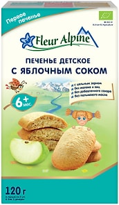Изображение товара Печенье Fleur Alpine детское Первое с яблочным соком с 6 месяцев 120г