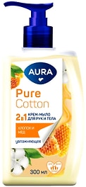 Изображение товара Крем-мыло для рук и тела Aura Pure Cotton Хлопок и мед 2в1 300мл