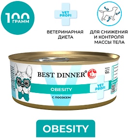 Изображение товара Влажный корм для собак Best Dinner для снижения и контроля избыточной массы тела Лосось 100г