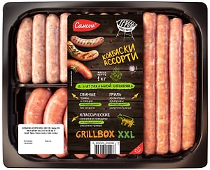 Изображение товара Колбаски Самсон GrillBox XXL Ассорти в натуральной оболочке 1кг