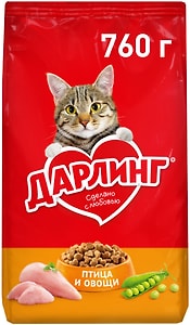 Изображение товара Сухой корм для кошек Дарлинг с птицей и овощами 760г