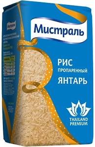 Изображение товара Рис Мистраль Янтарь пропаренный длиннозерный 900г