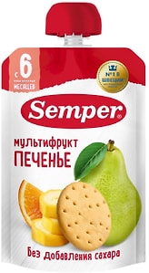 Изображение товара Пюре фруктовое Semper Мультифрукт с печеньем с 6 месяцев 100г
