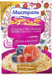 Изображение товара Каша Мистраль Овсяная Черника брусника малина 40г