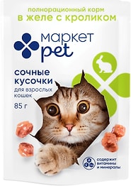 Изображение товара Влажный корм для кошек Маркет Pet Сочные кусочки в желе с кроликом 85г