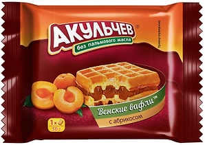 Изображение товара Вафли Акульчев Венские с абрикосом 50г