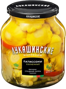 Изображение товара Патиссоны Лукашинские маринованные с яблоками и сладкий перцем 670г