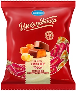 Изображение товара Конфеты Шоколадница из мягкой карамели Тоффи сливочные в молочной шоколадной глазури 200г