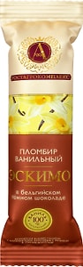 Изображение товара Мороженое А.РостАгроКомплекс Пломбир Эскимо с ванилью в темном шоколаде 15% 65г