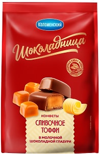 Изображение товара Конфеты Шоколадница Тоффи из мягкой карамели сливочные в молочной шоколадной глазури 160г