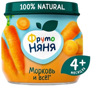 Изображение товара Пюре ФрутоНяня морковное с 4 месяцев 80г