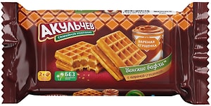 Изображение товара Вафли Акульчев Венские с вареной сгущенкой 100г