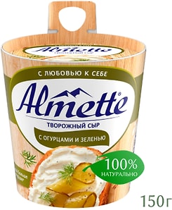 Изображение товара Сыр творожный Almette с огурцами и зеленью 60% 150г