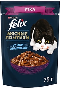 Изображение товара Влажный корм для кошек Felix Мясные ломтики с уткой в соусе 75г