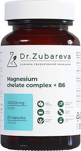 Изображение товара БАД Dr. Zubareva Магний хелат 400 mg + B6 25мг 60 капсул