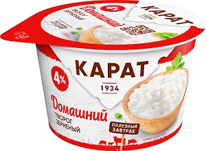 Изображение товара Творог Карат Зерненый Домашний 4% 200г