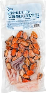 Изображение товара Коктейль морской Люди Любят Ассорти из кальмаров мяса мидий осьминога мяса креветок подсоленный 400г