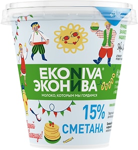 Изображение товара Сметана ЭкоНива 15% 300г