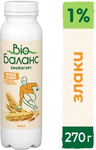 Изображение товара Биойогурт питьевой Bio Баланс со злаками 1% 270г