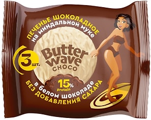 Изображение товара Печенье Butter Wave Choco Шоколадное в белом шоколаде без сахара 42г