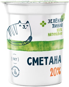 Изображение товара Сметана Зеленая линия 20% 300г