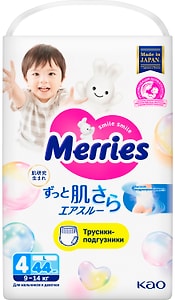 Изображение товара Подгузники-трусики Merries для детей размер L/4 9-14кг 44шт
