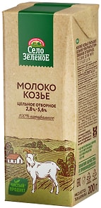 Изображение товара Молоко козье Село Зеленое ультрапастеризованное 2.8-5.6% 200г