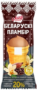 Изображение товара Мороженое Milk Republic Беларускi пламбiр шоколадный в вафельном стаканчике 20% 100г